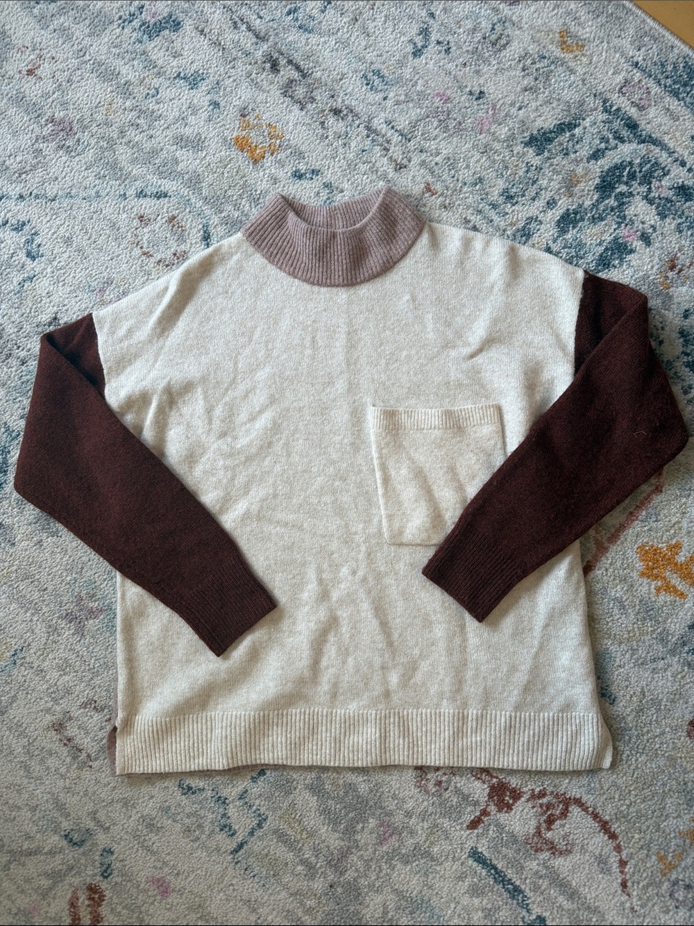 Madewell Cream Body Colorblock Turtleneck Sweater